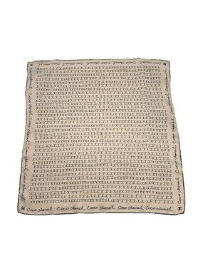 Chanel Khaki All-Over Logo Silk Scarf